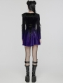 Black and Violet Velvet Sweet Gothic Flared Sleeve Short Dress