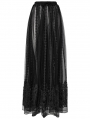 Black Dark Gothic 3D Embroidered Mesh Maxi Skirt