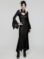 Black Gothic Retro Mesh Irregular Flared Sleeve Long Fishtail Dress