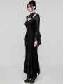 Black Gothic Retro Mesh Irregular Flared Sleeve Long Fishtail Dress