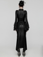 Black Gothic Retro Mesh Irregular Flared Sleeve Long Fishtail Dress