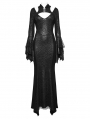 Black Gothic Retro Mesh Irregular Flared Sleeve Long Fishtail Dress