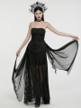 Black Gothic 3D Embroidered Beaded Strapless Elegant Long Party Dress