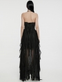 Black Gothic 3D Embroidered Beaded Strapless Elegant Long Party Dress