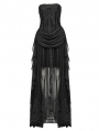 Black Gothic 3D Embroidered Beaded Strapless Elegant Long Party Dress