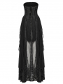 Black Gothic 3D Embroidered Beaded Strapless Elegant Long Party Dress