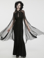 Black Vintage Gothic Flowing Split Long Sleeve Dress