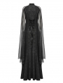 Black Vintage Gothic Flowing Split Long Sleeve Dress