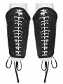 Black Gothic Skeleton Pattern Lace-Up Gloves for Women