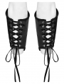 Black Gothic Skeleton Pattern Lace-Up Gloves for Women