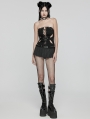 Black Sexy Gothic Punk Hollow Out Back Zipper Tube Top for Women