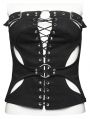 Black Sexy Gothic Punk Hollow Out Back Zipper Tube Top for Women