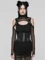 Black Gothic Punk Buckle Oval Eyelets Underbust Corset Waistband