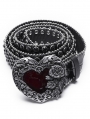 Black Gothic Vintage Heart Shape Rhinestone Faux Leather Belt