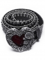 Black Gothic Vintage Heart Shape Rhinestone Faux Leather Belt