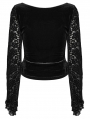 Black Gothic V-Neck Gorgeous Lace Velvet T-Shirt for Women