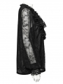 Black Gothic Sequin Pleated Ruffle Lace Shirt for Women