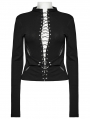 Black Gothic Punk Sexy Drawstring Long Sleeve T-Shirt for Women