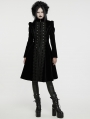 Black Retro Gothic Velvet Symmetric Embroidery Party Coat for Women