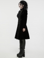 Black Retro Gothic Velvet Symmetric Embroidery Party Coat for Women