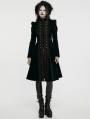 Black and Green Retro Gothic Velvet Symmetric Embroidery Party Coat for Women