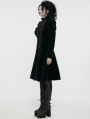 Black and Green Retro Gothic Velvet Symmetric Embroidery Party Coat for Women