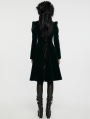 Black and Green Retro Gothic Velvet Symmetric Embroidery Party Coat for Women