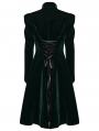 Black and Green Retro Gothic Velvet Symmetric Embroidery Party Coat for Women