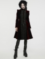 Black and Red Retro Gothic Velvet Symmetric Embroidery Party Coat for Women