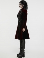 Black and Red Retro Gothic Velvet Symmetric Embroidery Party Coat for Women