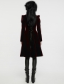 Black and Red Retro Gothic Velvet Symmetric Embroidery Party Coat for Women