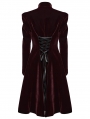 Black and Red Retro Gothic Velvet Symmetric Embroidery Party Coat for Women