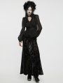 Black Gothic Hollow Out Lace Applique Zip Front Shirt for Women