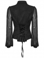 Black Gothic Hollow Out Lace Applique Zip Front Shirt for Women