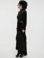 Black Retro Gothic Velvet Ruffle Shirt for Women