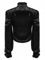 Black Retro Gothic Velvet Ruffle Shirt for Women