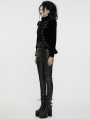 Black Retro Gothic Lace Appliqued Velvet Short Coat for Women