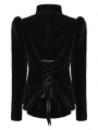 Black Retro Gothic Lace Appliqued Velvet Short Coat for Women