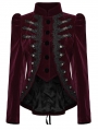 Red Retro Gothic Lace Appliqued Velvet Short Coat for Women