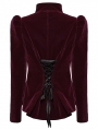 Red Retro Gothic Lace Appliqued Velvet Short Coat for Women