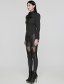 Black Gothic Double-Collar Lace Splicing Shirt for Women