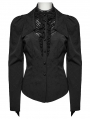 Black Gothic Double-Collar Lace Splicing Shirt for Women