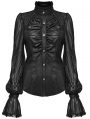 Black Gothic Lantern Sleeves Slim Fit Shirt for Women