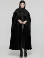 Black Gothic Gorgeous Velvet Hooded Lapel Cloak for Women