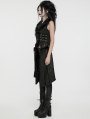 Black Gothic Jacquard Fur Trim Detachable Vest for Women