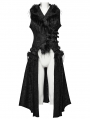 Black Gothic Jacquard Fur Trim Detachable Vest for Women