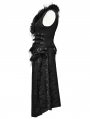 Black Gothic Jacquard Fur Trim Detachable Vest for Women