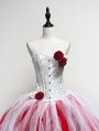 White and Red Gothic Skeleton Flowers Corset Wedding Prom Dress