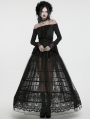 Black Gothic Bird Cage Drawstring Bustle Skirt