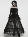 Black Gothic Bird Cage Drawstring Bustle Skirt